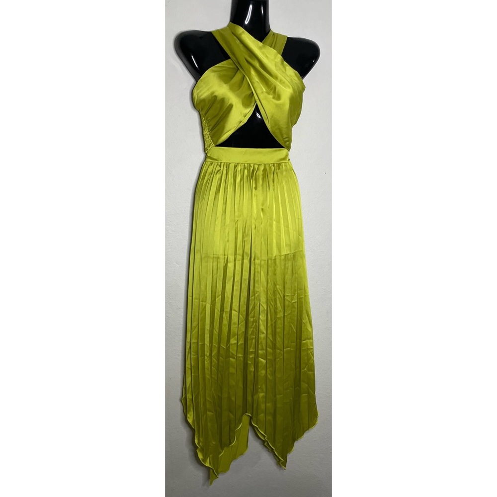 Commense Two Piece Set Halter Top Midi Skirt Lime Green Medium